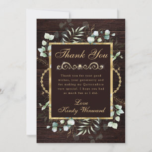 Watercolor Eucalyptus and Greenery Quinceanera Thank You Card