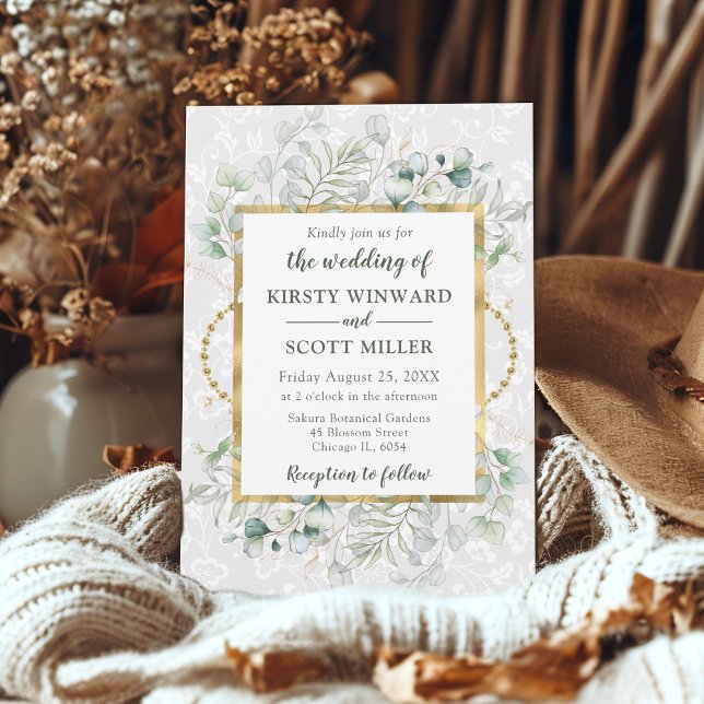 Watercolor Eucalyptus and Greenery Wedding Invitation (Creator Uploaded)