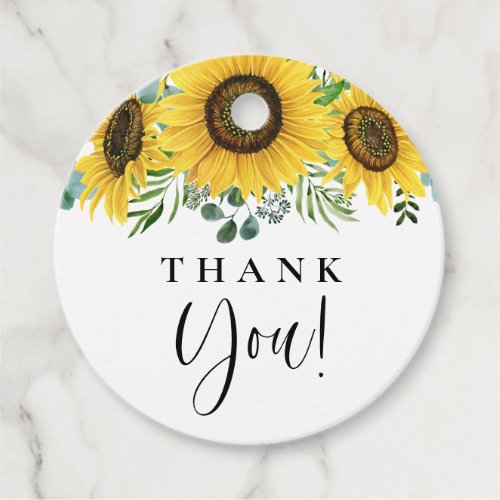 Watercolor Eucalyptus and Sunflowers Thank You Favor Tags