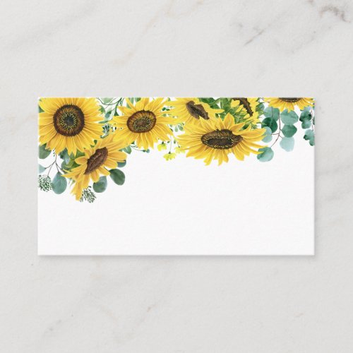 Watercolor Eucalyptus and Sunflowers Wedding Place Card