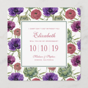 Watercolor Eucalyptus & Anemone - Bridesmaid Invitation