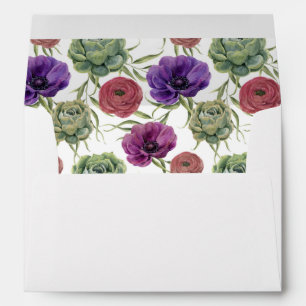Watercolor Eucalyptus & Anemone - Wedding Envelope