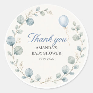 Watercolor Eucalyptus Baby Shower Classic Round Sticker