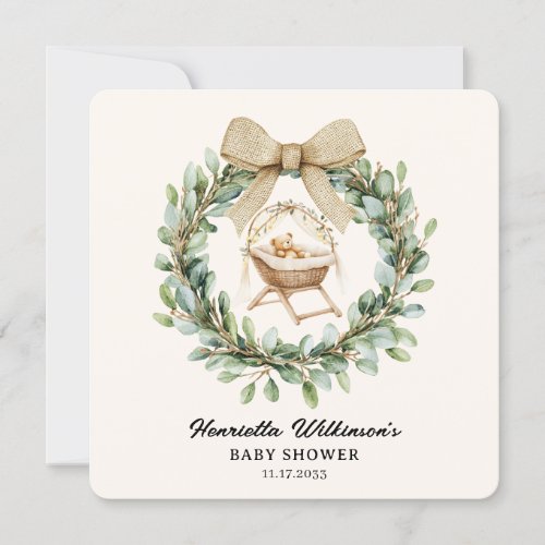 Watercolor Eucalyptus Baby Shower Invitation