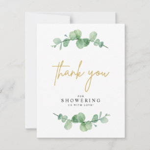 Watercolor Eucalyptus Baby Shower Thank You Card