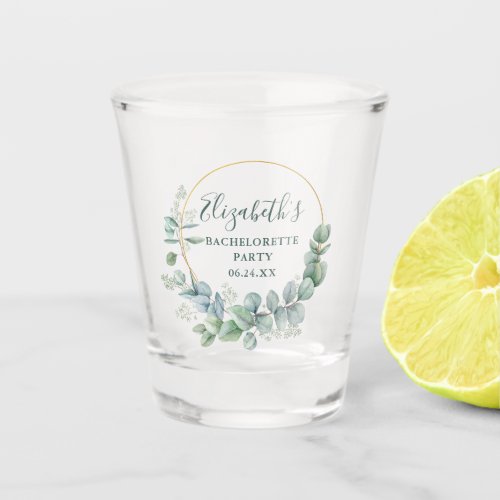 Watercolor Eucalyptus Bachelorette Party Green Shot Glass