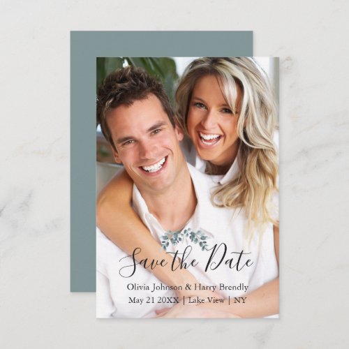 Watercolor Eucalyptus Bloom Save The Date Card