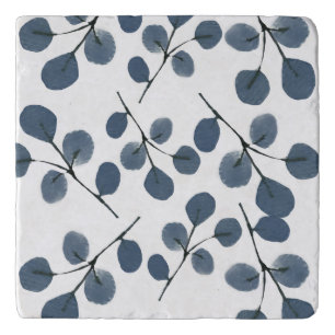 Watercolor Eucalyptus Blue Botanical Hand Painted  Trivet