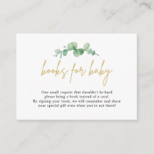 Watercolor Eucalyptus Books For Baby Insert Card
