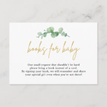 Watercolor Eucalyptus Books For Baby Insert Card