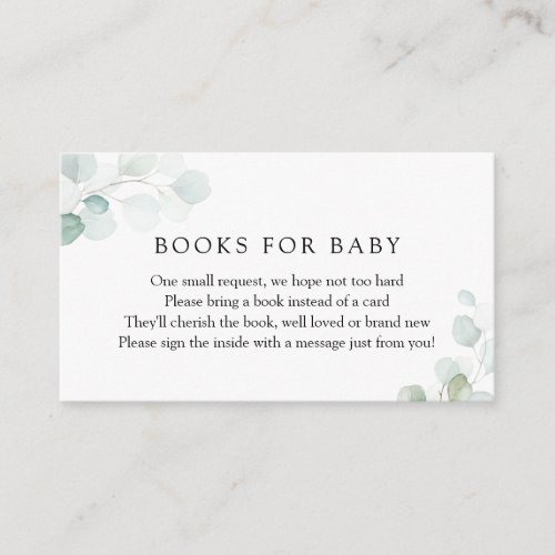 Watercolor Eucalyptus Books for Baby Request Enclo Enclosure Card