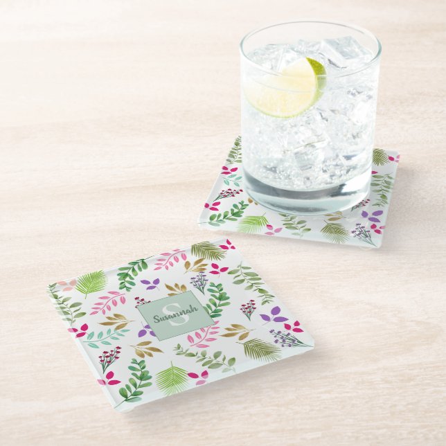 Watercolor Eucalyptus Botanical Coaster (Angled)