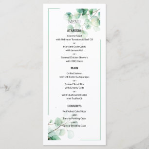 Watercolor Eucalyptus Botanical Dining Wedding Menu