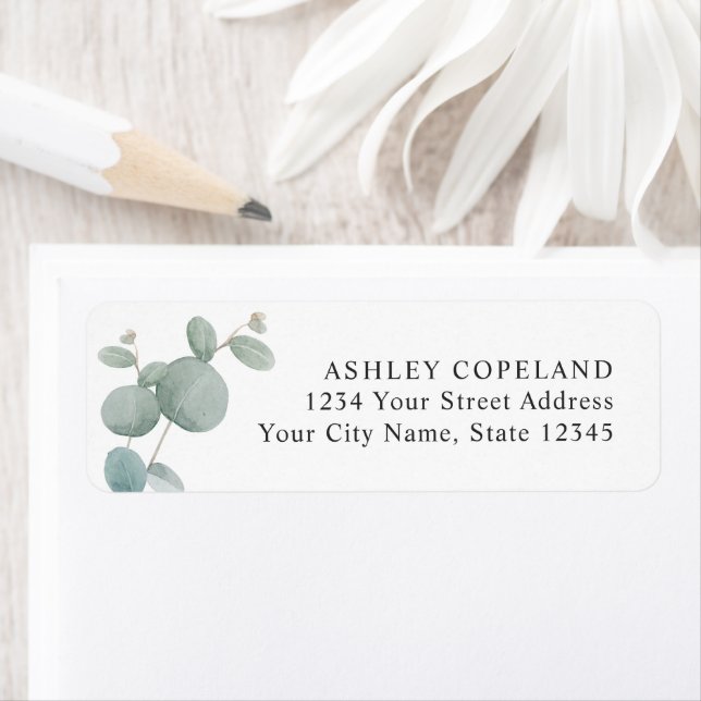 Watercolor Eucalyptus Botanical Greenery Label (Insitu)