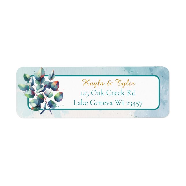 Watercolor Eucalyptus Botanical Greenery Wedding  Label (Front)