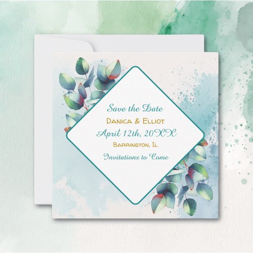 Watercolor Eucalyptus Botanical Greenery Wedding Save The Date