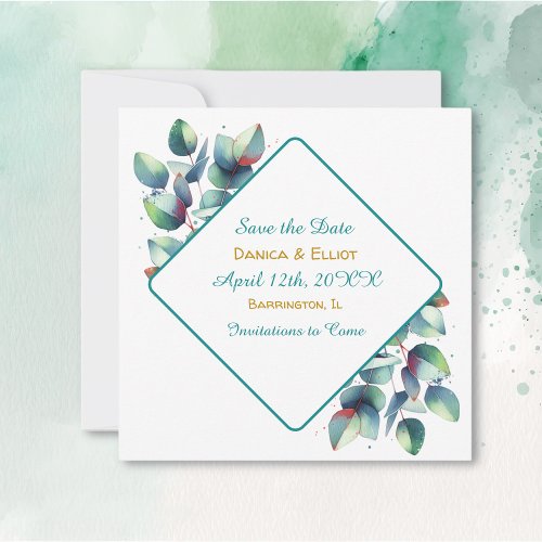 Watercolor Eucalyptus Botanical Greenery Wedding Save The Date