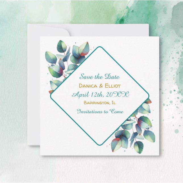 Watercolor Eucalyptus Botanical Greenery Wedding Save The Date (Creator Uploaded)