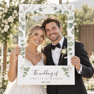 Watercolor Eucalyptus Botanical Greenery Wedding Selfie Frame