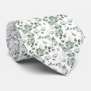 Watercolor Eucalyptus Botanical Seamless Pattern Neck Tie