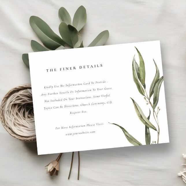 Watercolor Eucalyptus Botanical Wedding Details Enclosure Card (Creator Uploaded)