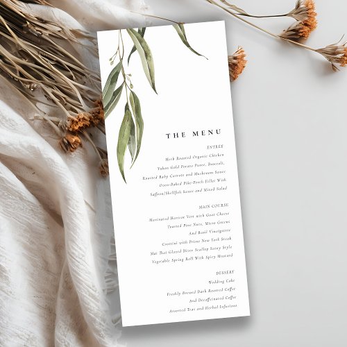 Watercolor Eucalyptus Botanical Wedding Menu Invitation