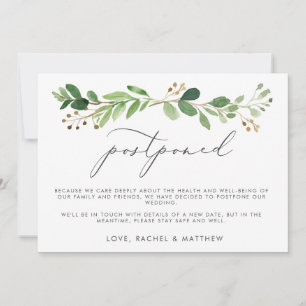 Watercolor Eucalyptus Bough Postponed Wedding Announcement
