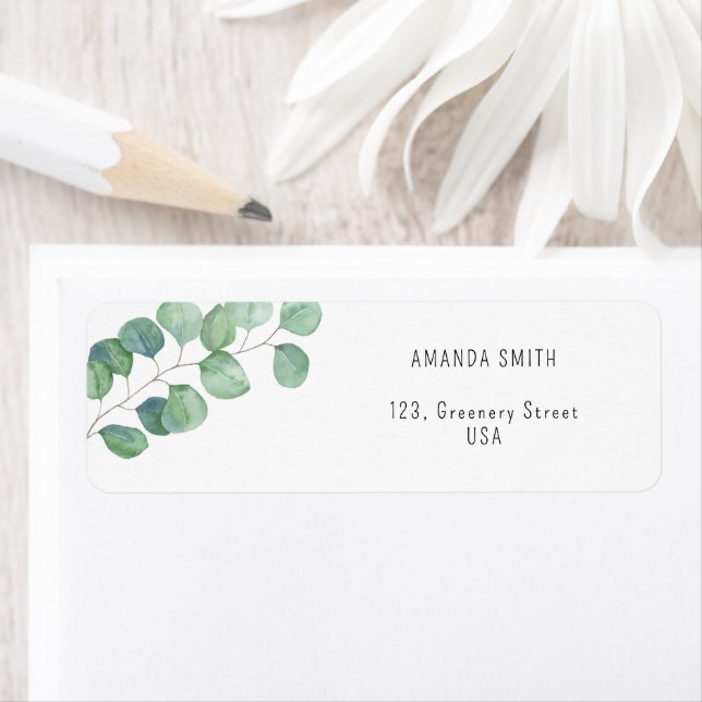 Watercolor Eucalyptus branch  Label (Insitu)