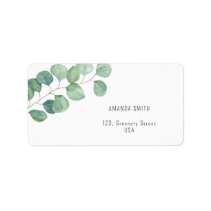 Watercolor Eucalyptus branch  Label