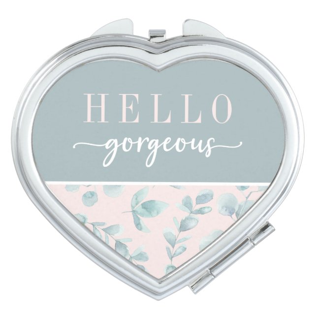 Watercolor Eucalyptus Bridal Shower Gift Compact Mirror (Front)