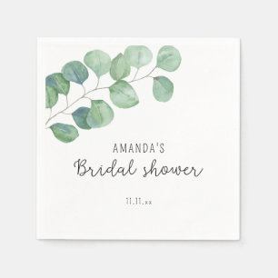 Watercolor eucalyptus bridal shower napkins