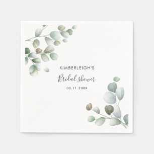 Watercolor Eucalyptus Bridal Shower Paper Napkins