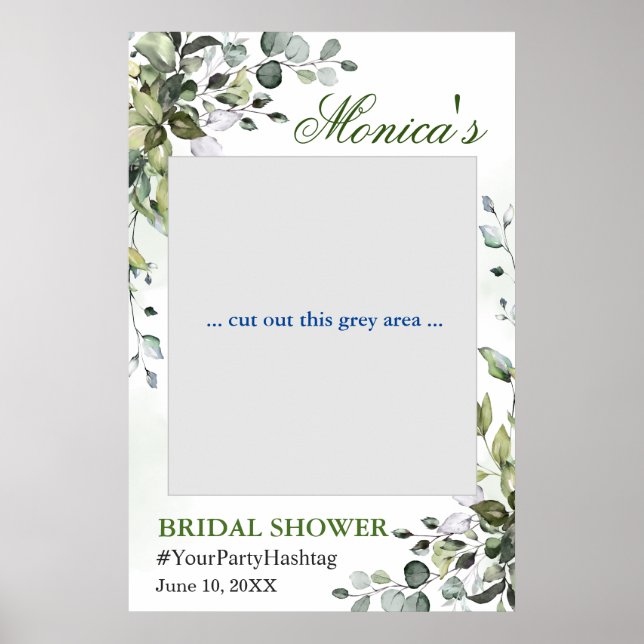 Watercolor Eucalyptus Bridal Shower Photo Prop Poster (Front)
