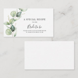 Watercolor Eucalyptus Bridal Shower Recipe Enclosure Card