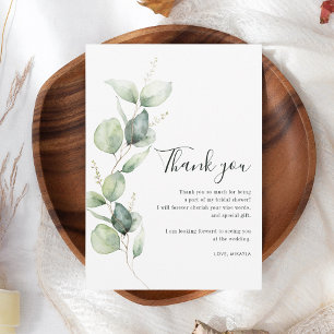 Watercolor Eucalyptus Bridal Shower Thank You Card