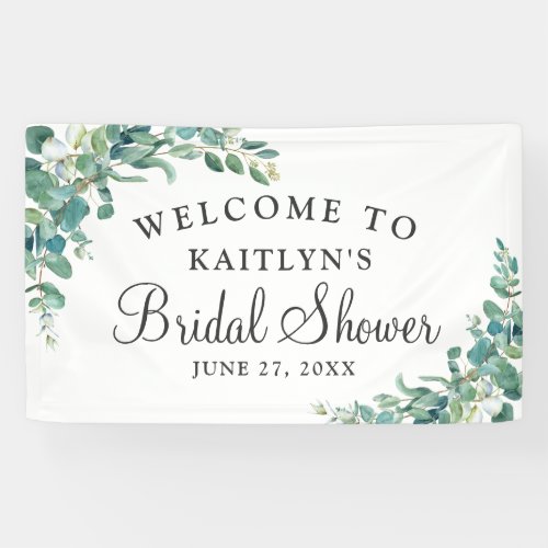 Watercolor Eucalyptus Bridal Shower Welcome Banner