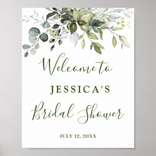 Watercolor Eucalyptus Bridal Shower Welcome Sign