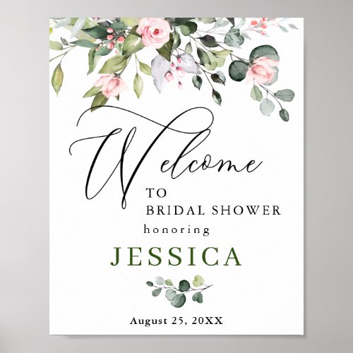 Watercolor Eucalyptus Bridal Shower Welcome Sign