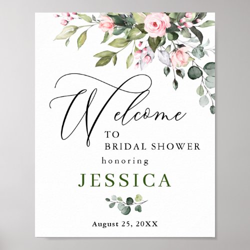 Watercolor Eucalyptus Bridal Shower Welcome Sign