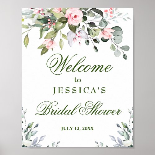 Watercolor Eucalyptus Bridal Shower Welcome Sign