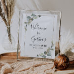 watercolor eucalyptus bridal shower welcome sign<br><div class="desc">beautiful watercolor eucalyptus greenery foliage frame and script text. The text and colors on this sign poster can be edited.</div>