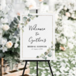 watercolor eucalyptus bridal shower welcome sign<br><div class="desc">a modern eucalyptus greenery foliage frame and script text. The text and colors on this sign poster can be edited.</div>