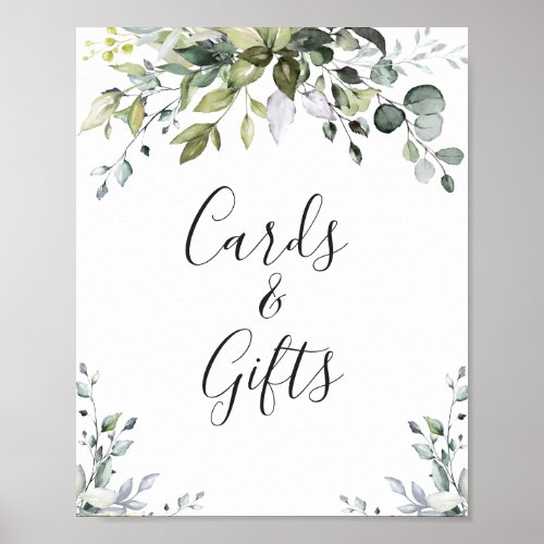 Watercolor Eucalyptus Cards and Gifts Wedding Sign