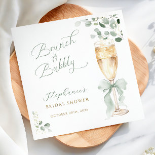 Watercolor Eucalyptus Champagne Bridal Shower Napkins
