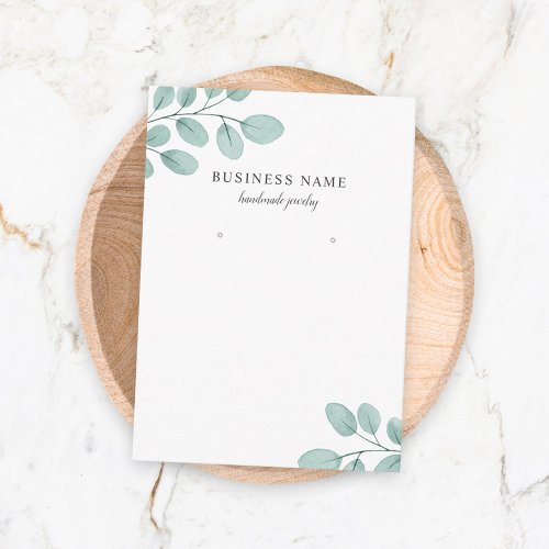 Watercolor Eucalyptus Earring Jewelry Display Business Card