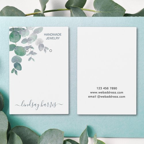 Watercolor Eucalyptus Earrings Display Card