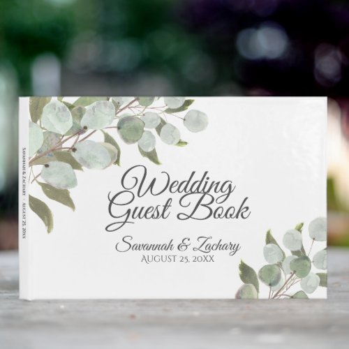 Watercolor Eucalyptus Elegant Boho Chic Wedding Guest Book