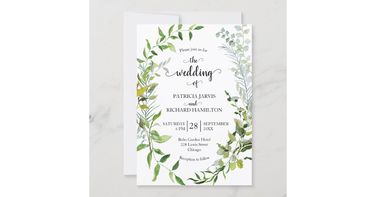 Watercolor Eucalyptus Elegant Greenery Wedding Invitation | Zazzle