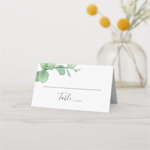 Watercolor eucalyptus. Elegant greenery wedding Place Card