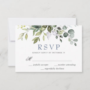 Watercolor Eucalyptus Elegant Greenery Wedding RSVP Card
